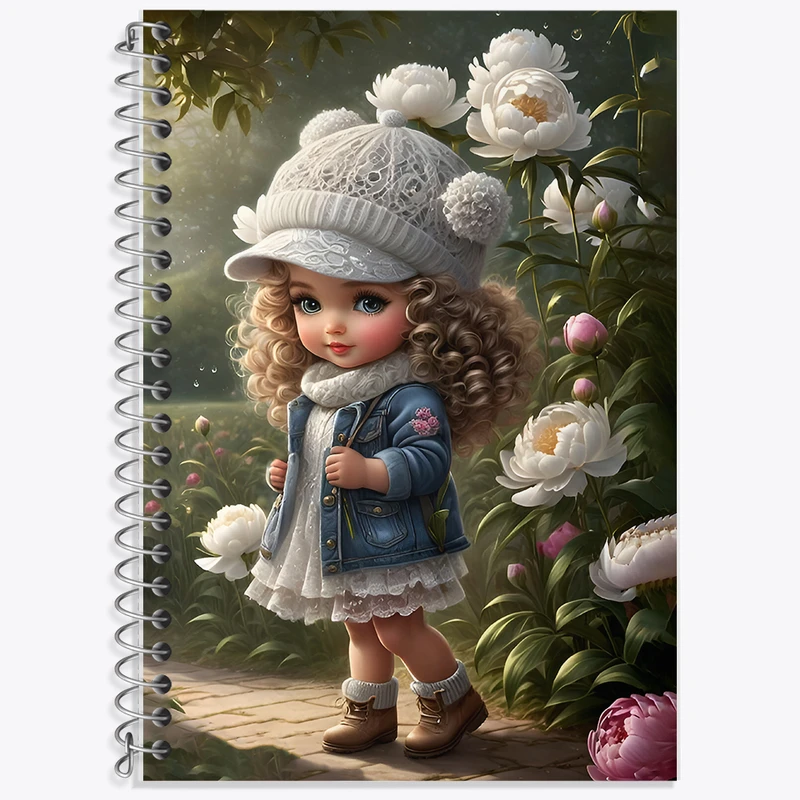 دفتر زبان 50 برگ خندالو مدل سه خط طرح دخترانه کیوت کد F6746