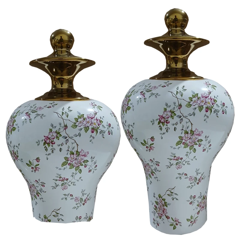 دکوری مدل جینجر جار طرح شکوفه کد ۰۱۷ مجموعه دو عددی