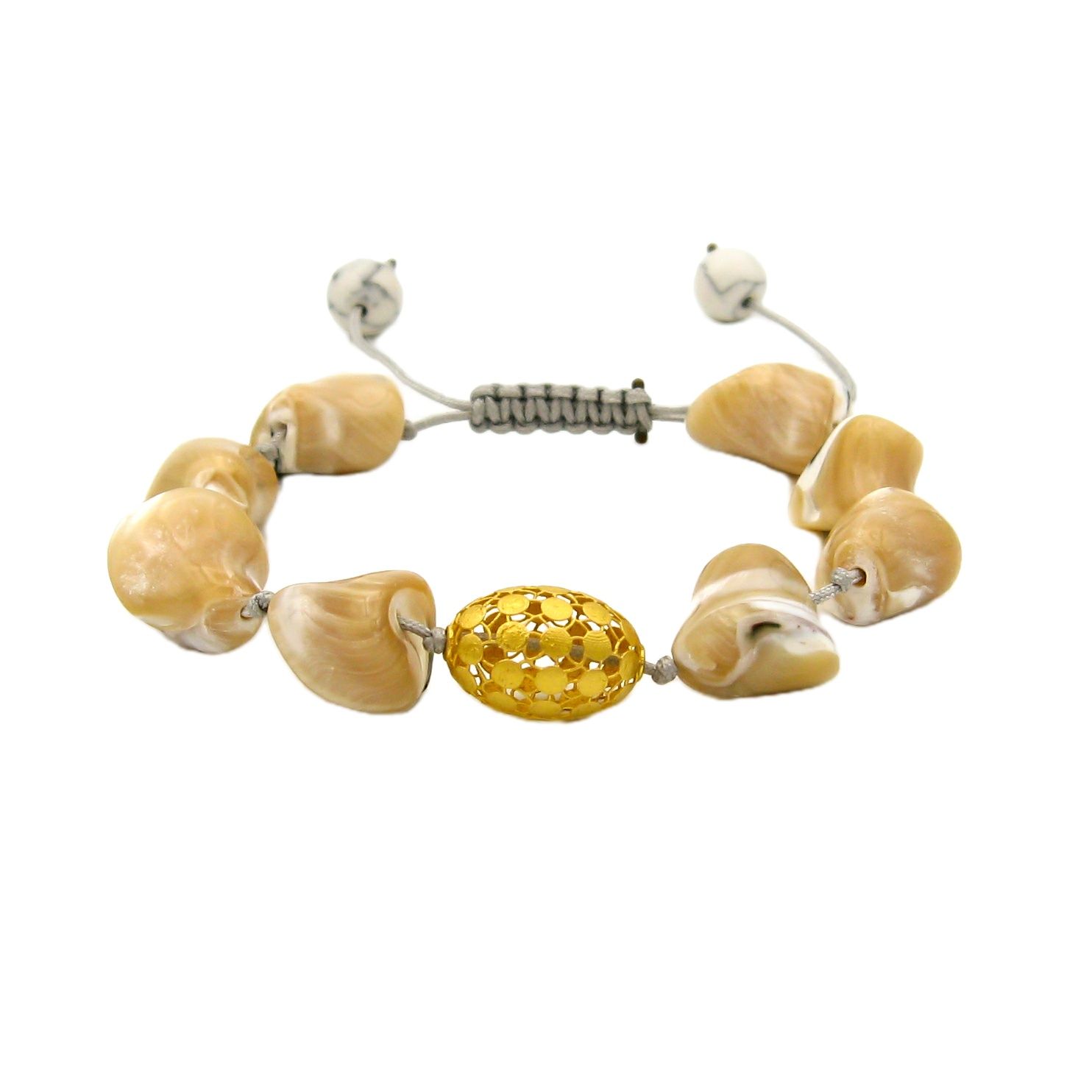 دستبند طلا 18 عیار زنانه کاپانی مدل صدفی کد kb020 -  - 1