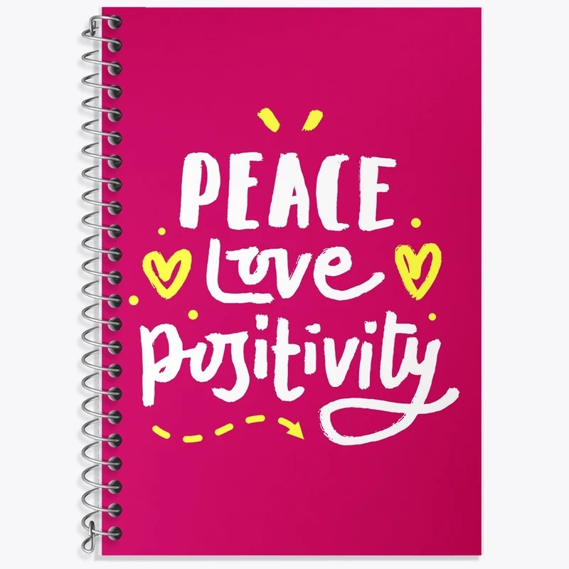 دفتر زبان 50 برگ خندالو مدل دو خط طرح Peace Love Positivity کد F1501