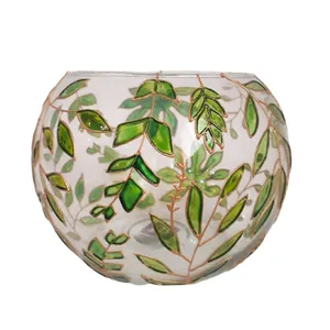 جاشمعی شیشه ای طرح برگ کد 05