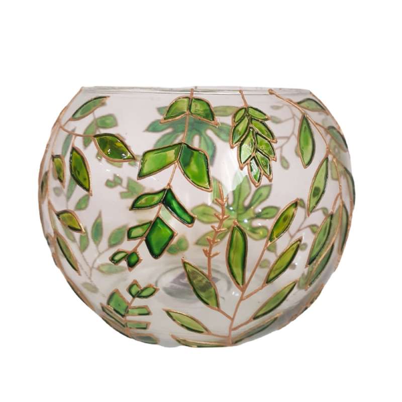 جاشمعی شیشه ای طرح برگ کد 05