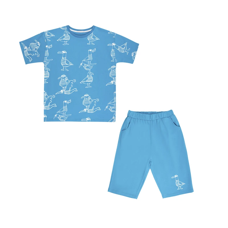 ست تی شرت و شلوارک پسرانه فیورلا مدل آقای مرغابی کد 45083