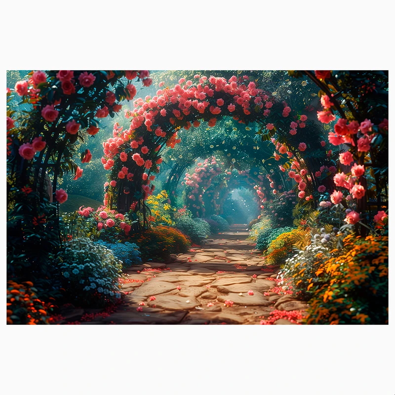 فرش پارچه‌ای مدل فرشینه طرح باغ گلها کد AR3058743