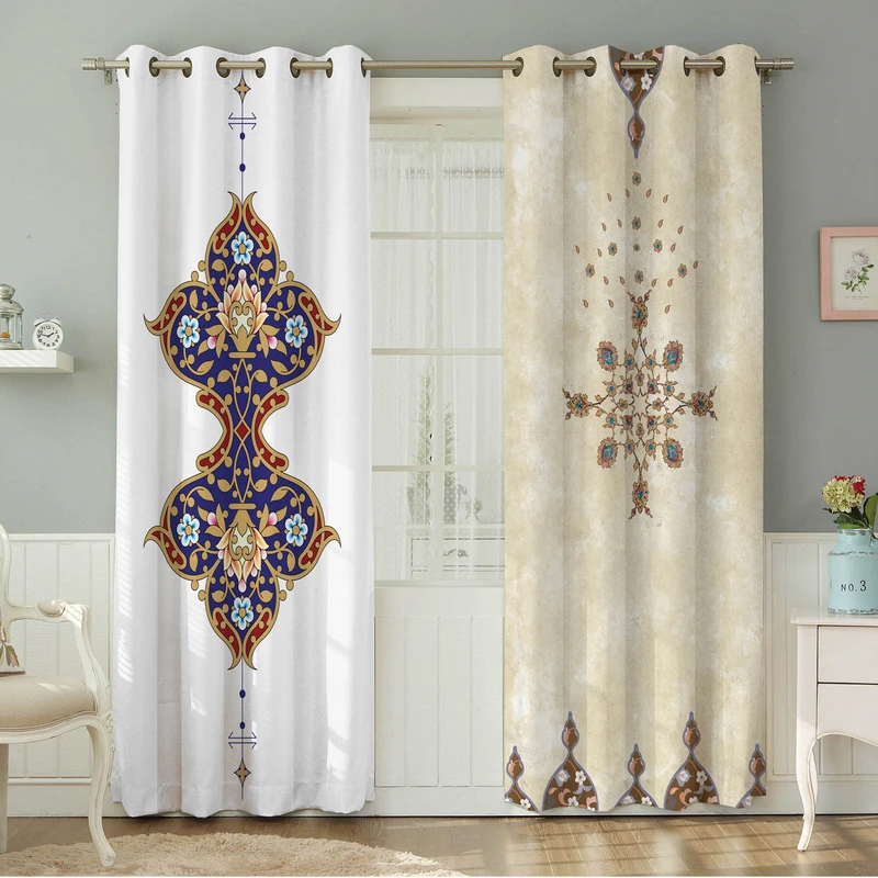 پرده نیروانا طرح  سنتی مدل هازان کد 4052 سایز 140×280 سانتی متر