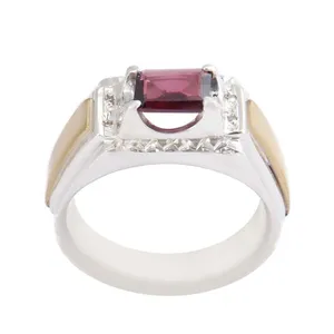 انگشتر نقره مردانه بازرگانی میلادی مدل سنگ یاقوت کد AM_2538