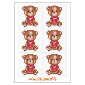 برچسب ایرگلوری مدل برش نخورده طرح خرسی کد 1717 بسته 6 عددی