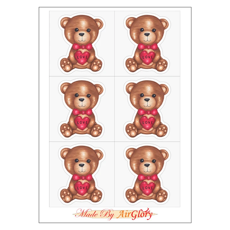 برچسب ایرگلوری مدل برش نخورده طرح خرسی کد 1717 بسته 6 عددی