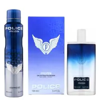 ست ادوتویلت مردانه پلیس مدل Frozen با رایحه چوبی حجم 100 میلی لیتر به همراه اسپری بدن مردانه پلیس مدل Frozen حجم 200 میلی لیتر 