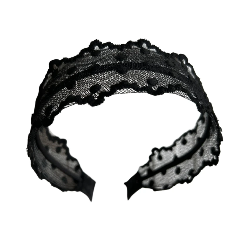 تل مو زنانه مدل تور خال‌دار لبه دالبری Lace-Dot-01