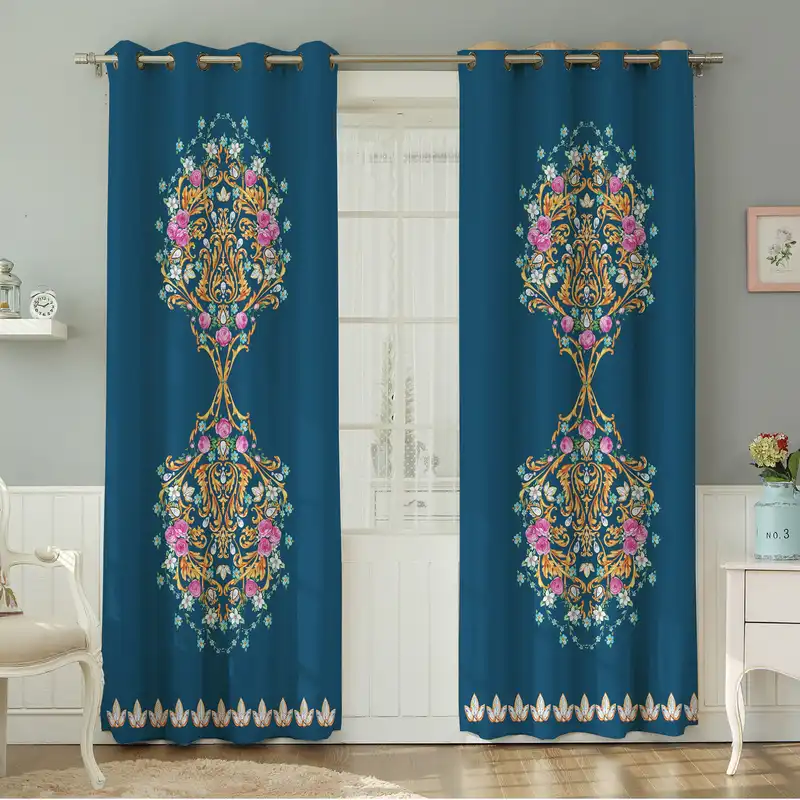 پرده نیروانا طرح سنتی مدل هازان کد 8998 سایز 140×280 سانتی متر