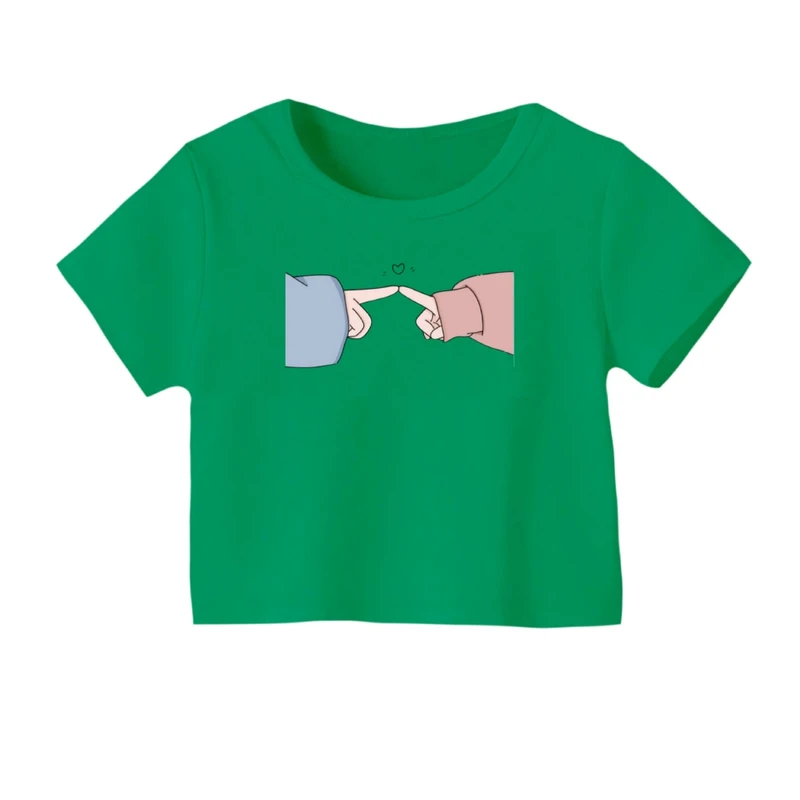 کراپ‌ تی‌شرت آستین کوتاه زنانه مدل لاو استوری