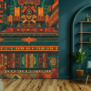 کاغذ دیواری طرح نقاشی شلوغ مدل آفریقایی کد KF607