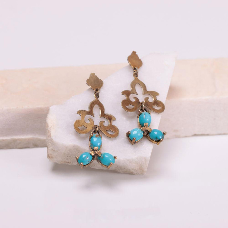 گوشواره نقره زنانه مدل فیروزه