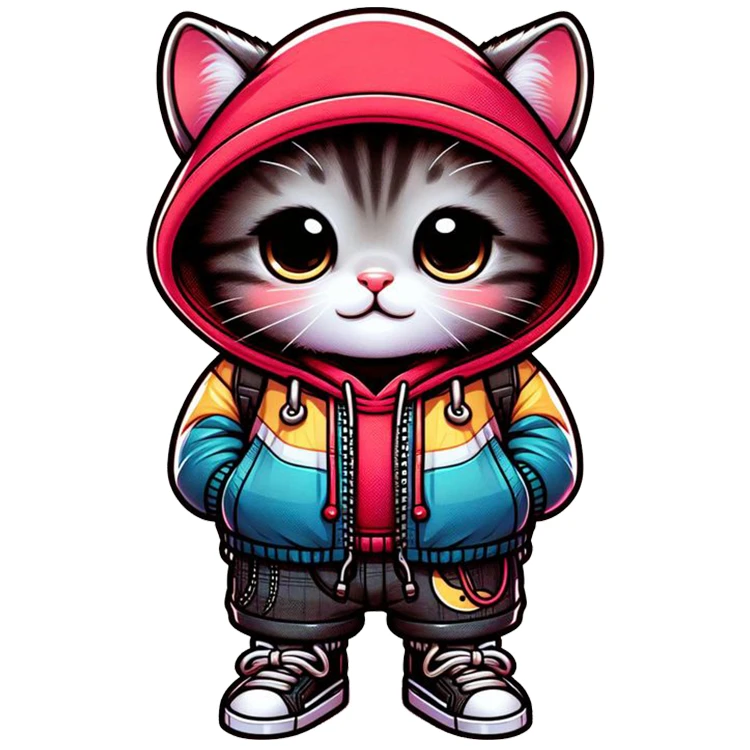 استیکر پارچه و لباس پاد آفرین مدل گربه کد DKST434