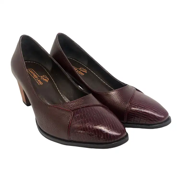 کفش زنانه سرزمین چرم کد 1698 رنگ زرشکی