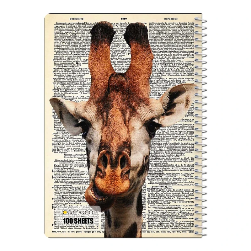 دفتر مشق 100 برگ سیمی کارنیکا طرح روزنامه وینتج حیوانات Vintage Newspaper Animals کد 28267