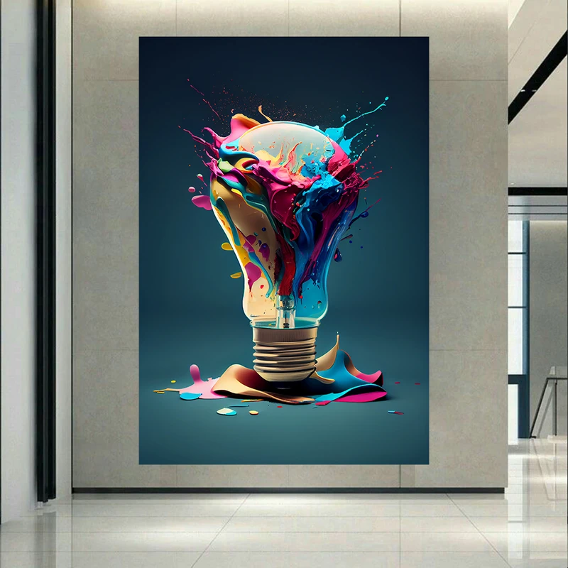 پوستر طرح انتزاعی خلاقیت مدل لامپ کد PD1386