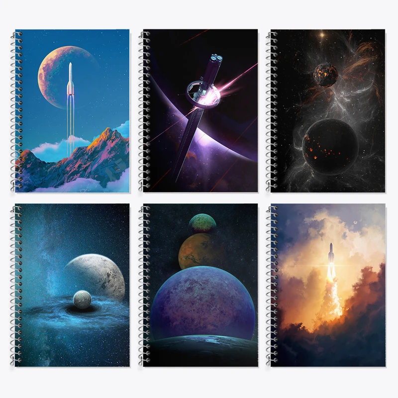 دفتر زبان 50 برگ خندالو مدل دو خط طرح فضایی کد 999 مجموعه 6 عددی