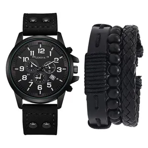 ست ساعت مچی عقربه‌ای کوارتز و دستبند مردانه جنوا مدل 583-1 BLK