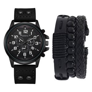 ست ساعت مچی عقربه‌ای کوارتز و دستبند مردانه جنوا مدل 583-1 BLK