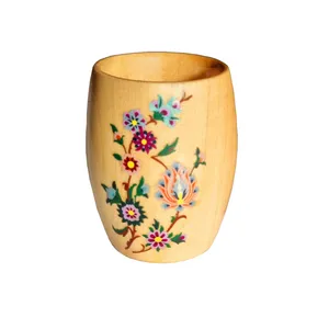 لیوان چوبی طرح گلدار اسلیمی کد2