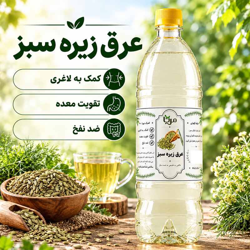 عرق زیره سبز مِرنا - 1.3 لیتر
