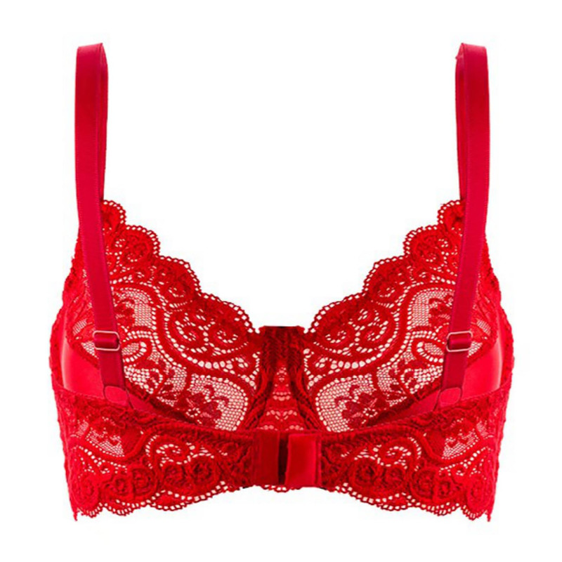 سوتین زنانه لین مدل فنردار گیپوری کد 4680-614 رنگ قرمز