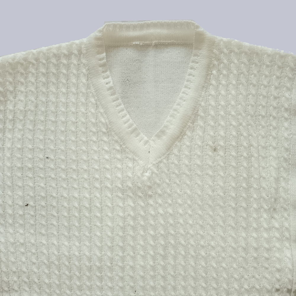 پلیور مردانه مدل بافت مارپیچی کد SE-MAR-7 رنگ سفید