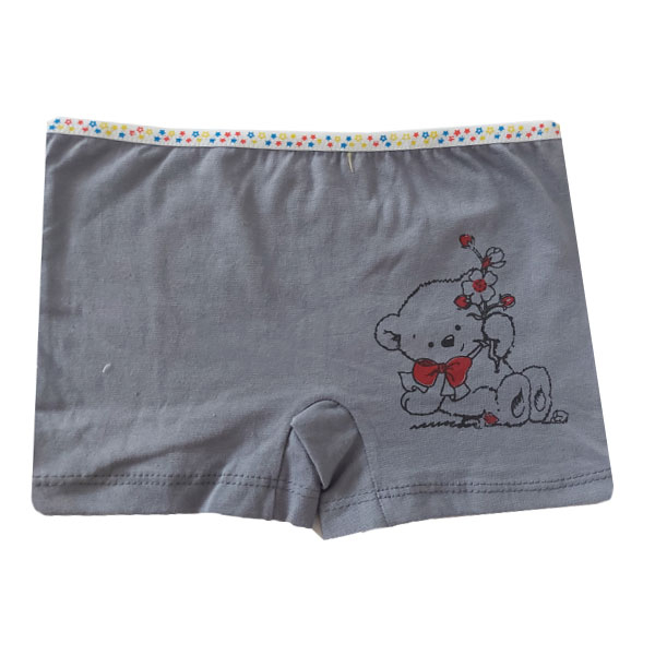 شورت دخترانه طرح خرسی رنگ خاکستری