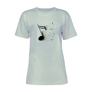 تی شرت آستین کوتاه زنانه مدل موزیک کد L79 رنگ طوسی