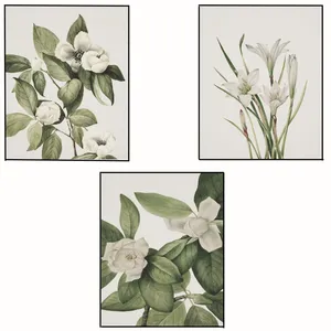 پوستر مدل مستر گل های سفید کلاسیک مجموعه 3 عددی