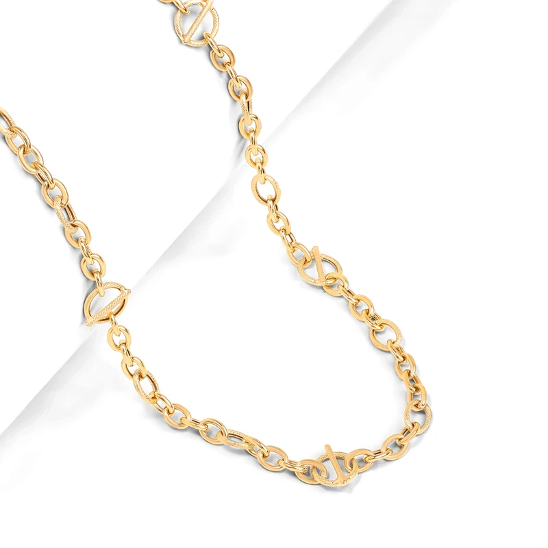 عکس شماره 3 : گردنبند طلا کم اجرت 18 عیار زنانه با زنجیر کابلی ماوی گالری مدل یورمن و خط دایره