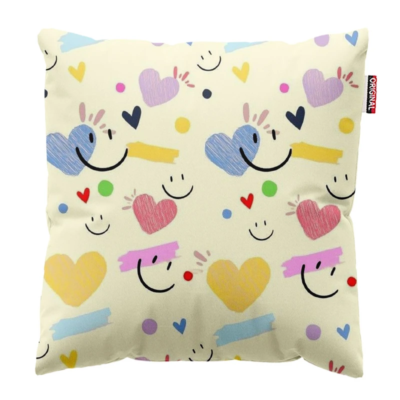 کوسن پاد آفرین طرح قلب و ایموجی کد 1386 سایز 30*30 سانتی متر