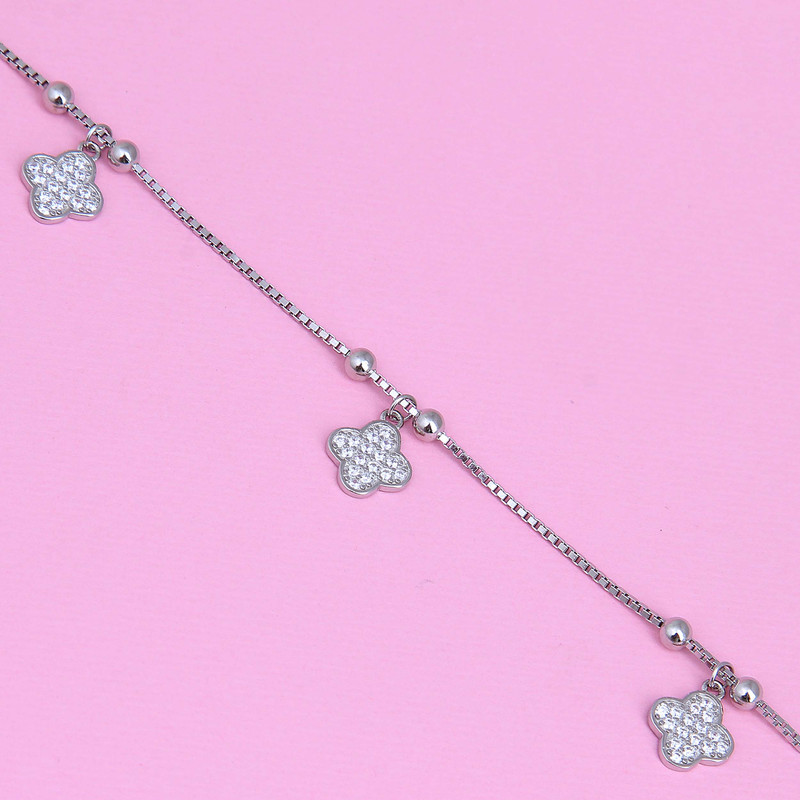 پابند نقره زنانه  بازرگانی میلادی مدل چهار پر کد DP_590