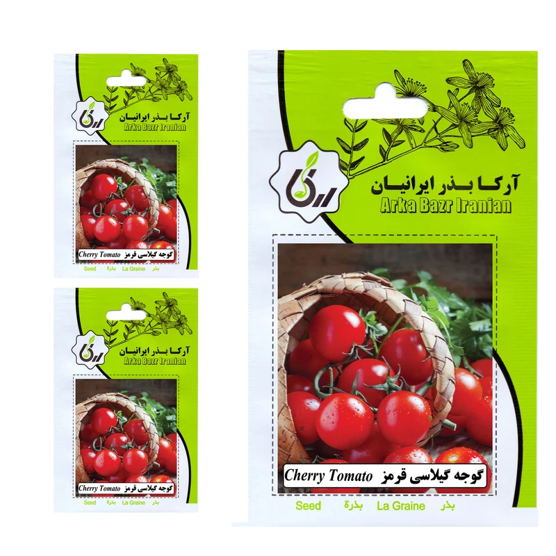 بذر گوجه گیلاسی قرمز آرکا بذر ایرانیان کد 022 a مجموعه 3 عددی