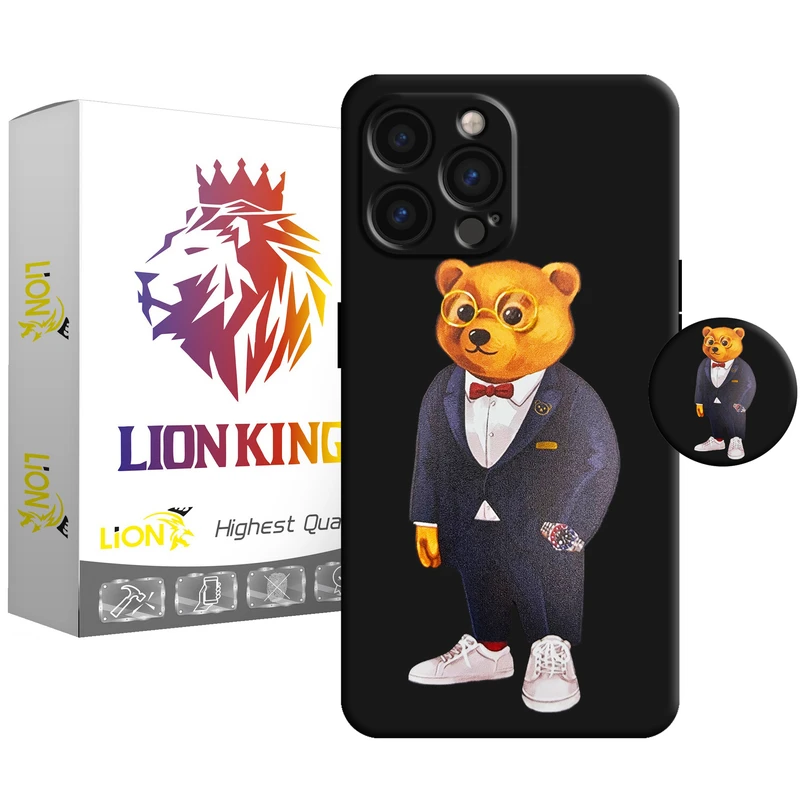   کاور لاین کینگ مدل Bearcot مناسب برای گوشی موبایل  اپل IPhone 13 pro  به همراه پایه نگهدارنده