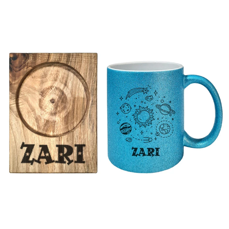 ماگ گالری وبفر مدل کهکشان طرح زری به همراه زیر لیوانی