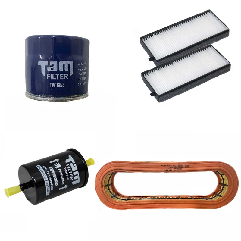 فیلتر روغن تام مدل TW68/8 مناسب برای تیبا به همراه فیلتر هوا و کابین و فیلتر سوخت