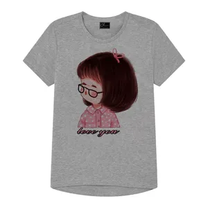 تی شرت دخترانه مدل LOVE کد J82 رنگ طوسی