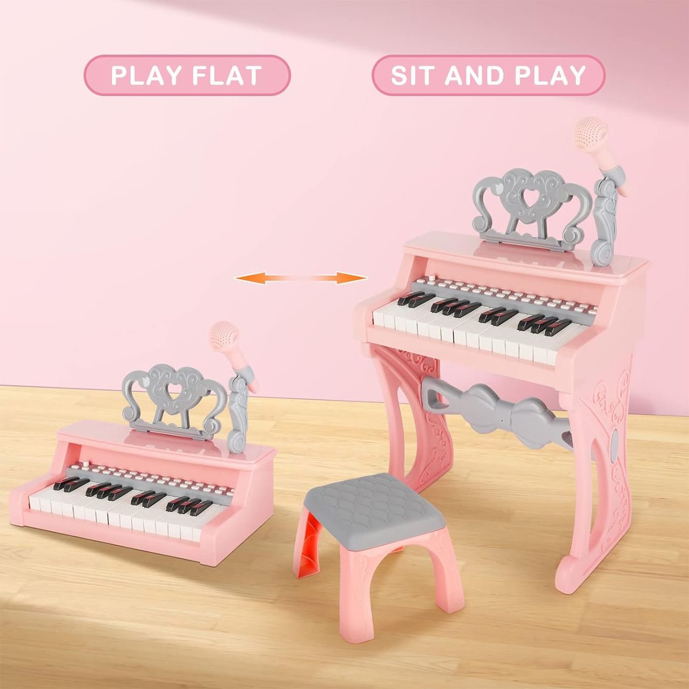 اسباب بازی موزیکال مدل پیانو پایه دار و میکروفون کد 32828 -  - 7