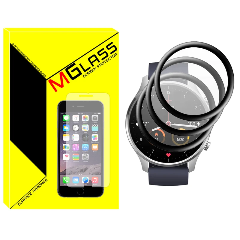 محافظ صفحه نمایش ام گلس مدل GLS_Pmma مناسب برای ساعت هوشمند شیائومی Mi Watch Color بسته سه عددی