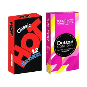 کاندوم بست لایف مدل Dotted بسته 12 عددی به همراه کاندوم هات مدل Classic بسته 12 عددی