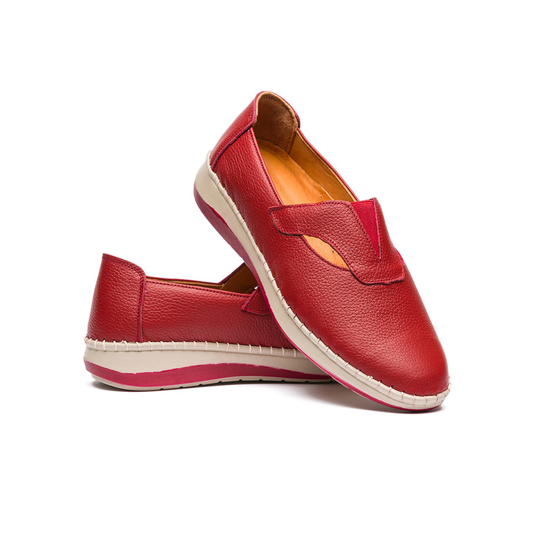 کفش روزمره زنانه مدل ترکان تمام چرم رنگ قرمز