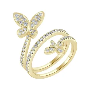  انگشتر طلا 18 عیار زنانه آراقیراتیس مدل پروانه کد Ara0298