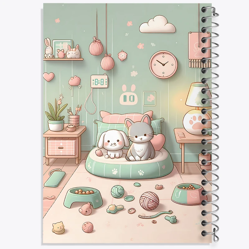 دفتر ژورنال نویسی 50 برگ خندالو مدل نقطه ای طرح سگ و گربه کیوت کد N4045