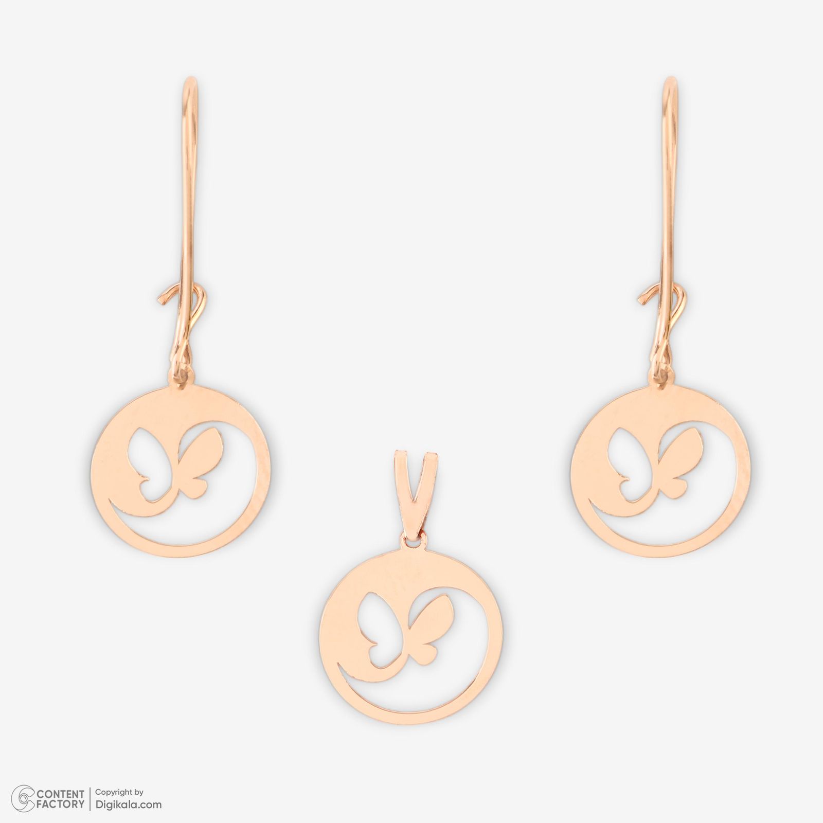 نیم ست طلا 18 عیار زنانه حافا گلد مدل پروانه کد nim22 -  - 6