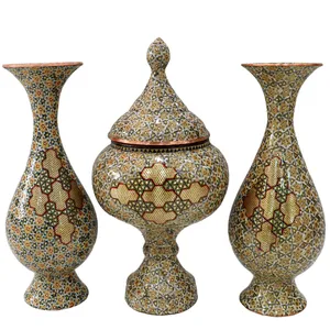 ست 3 تکه شکلات خوری و گلدان خاتم کاری کد Gr252925