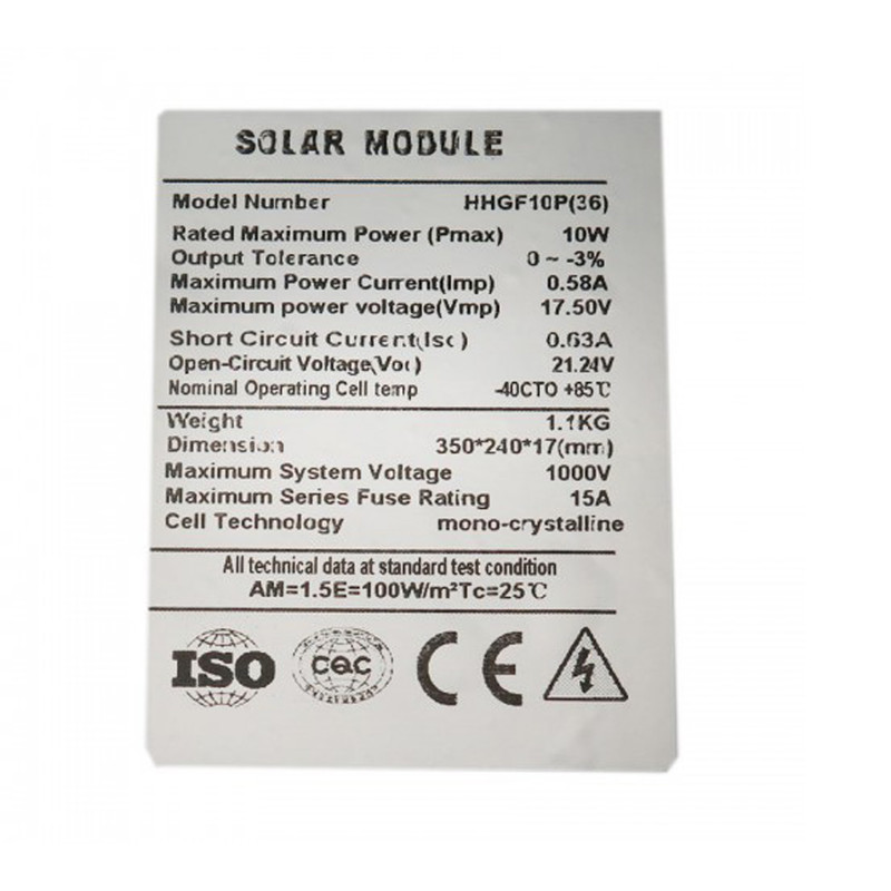 پنل خورشیدی مدل 3945 ظرفیت 10 وات