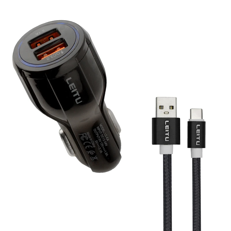 شارژر فندکی لیتو مدل LC-C4 به همراه کابل تبدیل USB-C